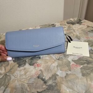 Moncrief London Light Blue Pebble Leather Wallet